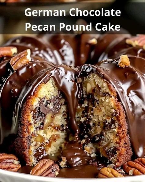 Pecan Pound Cake, German Chocolate Cake, Bundt Cakes Recipes, Chocolate Pecan, German Chocolate, Pound Cake Recipes, Bundt Cake, Pound Cake, Let Them Eat Cake