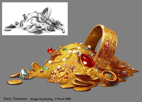 Treasure Concept Art, Pile Of Treasure, Treasure Pile, Fairy Treasure, Props Concept, Jackpot Slot, Heroic Fantasy, 2d Game Art, Gold Money