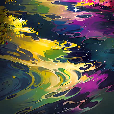 Streaks of Colorful Oil is an abstract digital composition in Golden Yellow, Warm Purple, Timber Green and Blue Charcoal. Purple And Green Illustration, Yellow Purple Aesthetic, Digital Composition, Warm Purple, Sky Cotl, Drawing Practice, Purple Aesthetic, Profile Pictures, Golden Yellow