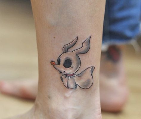 Kawaii Zero Tattoo Cute Zero Tattoo, Ophir Boogie Tattoo, Zero Tattoo Ideas, Nightmare Before Christmas Zero Tattoo, Zero Dog Tattoo, Zero Nightmare Before Christmas Tattoo, Zero Dog Tattoo Tim Burton, Squishmallow Tattoo, Zero Tattoo Nightmare Before Christmas