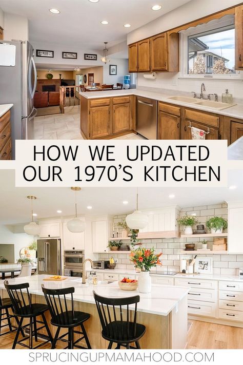 1970s Kitchen Remodel, Kitchen Diy Ideas, 1970s Kitchen, Dining Room Remodel, Kitchen Redesign, Kitchen Remodel Inspiration, Kitchen Remodel Before And After, Remodel Inspiration, Kitchen Inspiration Design