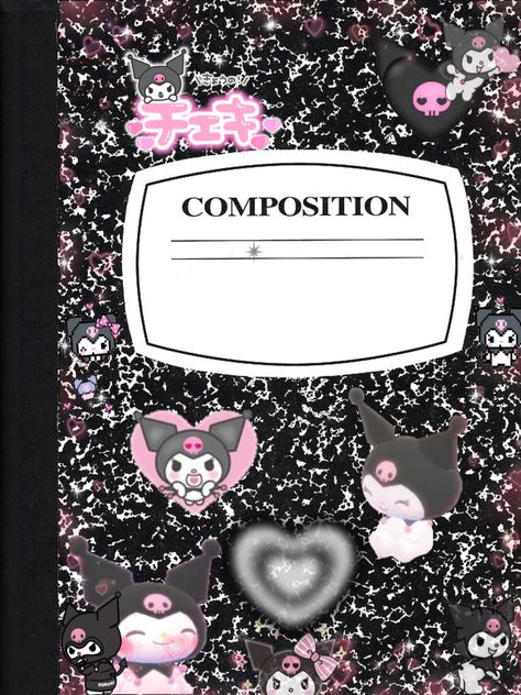 Kuromi Notebook Cover, Hello Kitty Notebook Cover, Sanrio Notebook Cover, Note Book Cover Ideas Aesthetic, Grad Letters, Kuromi Notebook, Goodnotes Cover, Book Cover Art Diy, Diy Notebook Cover