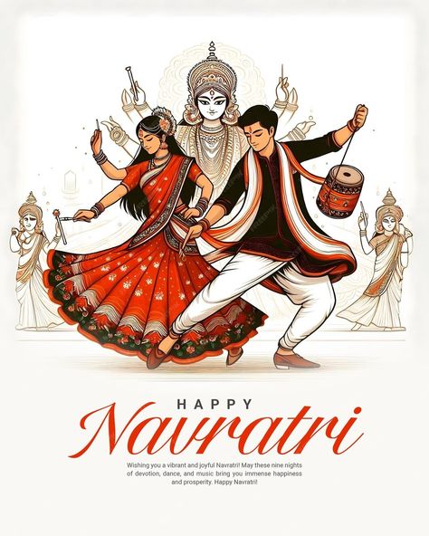 Happy Navratri and Shubh Navratri with Garba Couple celebration social media post template | Premium AI-generated PSD Garba Couple, Navratri Poses, Navratri Post, Navratri Garba, School Book Covers, Navratri Festival, Social Media Post Template, Happy Wishes, Happy Navratri