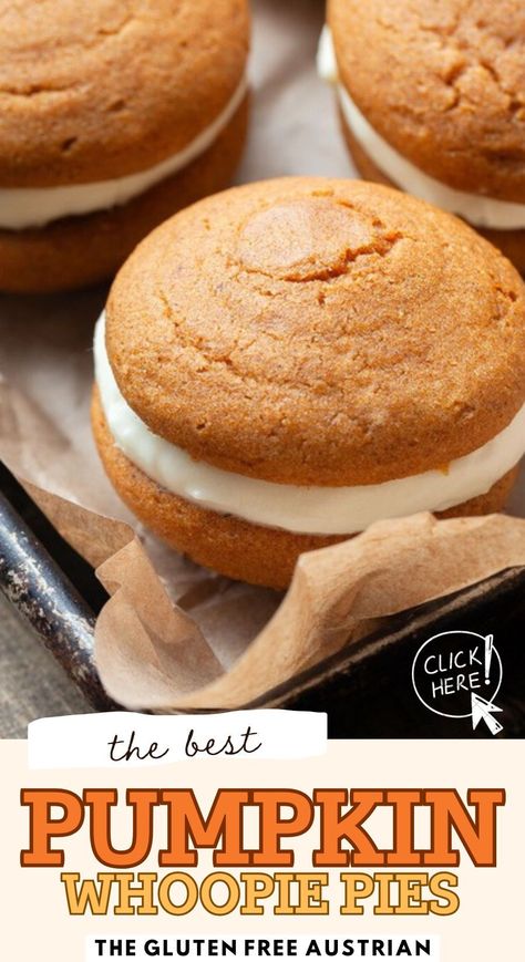 Embrace the flavors of fall with these irresistible gluten free pumpkin whoopie pies! Soft, spiced pumpkin cookies are sandwiched with a creamy filling, creating the perfect treat for the season. Easy to make and full of cozy autumn flavors, these whoopie pies are a must-try for any pumpkin lover. Paleo Pumpkin Whoopie Pies, Vegan Whoopie Pies Pumpkin, Gf Pumpkin Whoopie Pies, Amish Pumpkin Whoopie Pies, Gluten Free Pumpkin Whoopie Pies, Pumpkin Whoppie Pies, Easy Pumpkin Whoopie Pies, Gluten Free Whoopie Pies, Pumpkin Drink Recipes