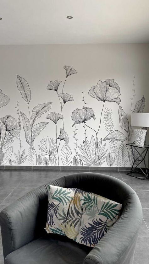 Bedroom Wall Drawing Ideas Creativity, Wall Drawing Ideas Creativity, Wall Drawing Ideas, Wall Painting Ideas, Black Feature Wall, Wall Murals Diy, Wall Art Diy Paint, Diy Wall Painting, Diy Abstract Canvas Art