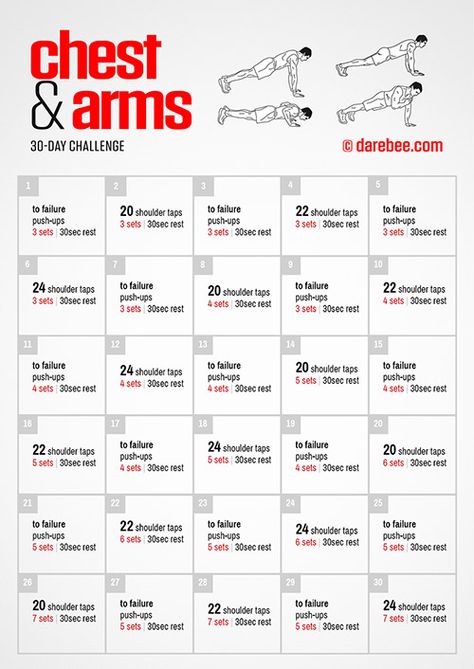 CHEST & ARMS CHALLENGE | DAREBEE | #darebee #30daychallenge #fitnesschallenge #arms #chest #chestworkouts #strengthtraining #bodyweightworkout #bodyweighttraining #athomeworkouts #fitness #noexcuses Arms Challenge, Month Workout Challenge, Chest Workout For Men, Arm Challenge, Gym Challenge, Arms Workout, Gym Workout Chart, Fitness Challenges, 30 Day Fitness