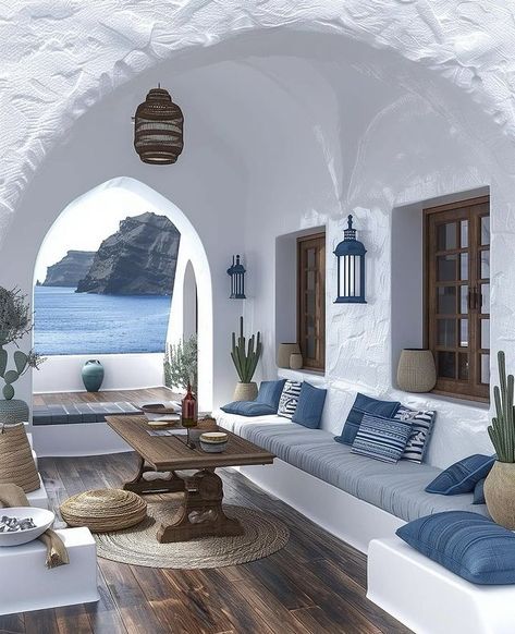 Greece Style Home, Sardinia House, Greece Interior Design, Greek Hotel, Mediterranean Bedroom Ideas, Greek Bedroom, Greek Style Home, Greece House, Mediterranean Bedroom