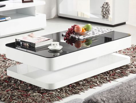 Courbe Coffee Table | Wayfair UK http://www.wayfair.co.uk/Mode-Designs-Courbe-Coffee-Table-MDDZ1017.html White Gloss Coffee Table, White Glass Coffee Table, Centre Table Design, Centre Table Living Room, Sofa Table Design, Meja Sofa, Tea Table Design, Center Table Living Room, Coffee Table Design Modern