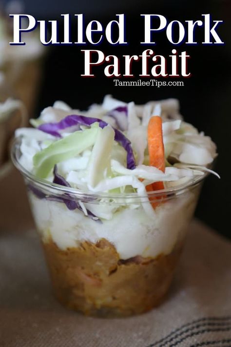 Pulled Pork Parfait, Electric Cowboy, Food For Events, Beach Dinner Party, Meals To Go, Barbecue Pulled Pork, Parfait Recipe, Neighborhood Party, Instant Mashed Potatoes