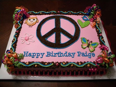 Peace Sign Cake, Peace Sign Cakes, Peace Sign Birthday, Peace Cake, Hippie Cake, Glamping Birthday, 13 Birthday Cake, Buttercream Fondant, Cake With Buttercream