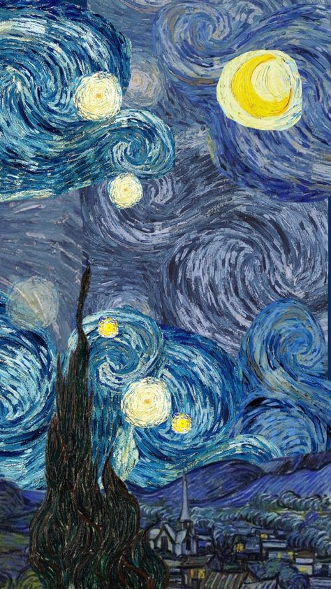 Starry Night Collage, Starrynight Vangogh, Night Collage, Vangogh Starrynight, Paintings Collage, Collage Wallpaper, Collage Vintage, Starry Night Van Gogh, Collage Art Mixed Media