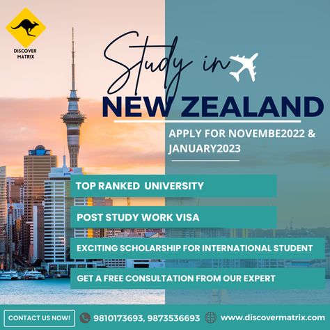 Study In New Zealand? Apply for November 22 & February 23! Get Free Consultation from Experts on *Course Selection *Fees, Intakes, Scholarships *Post-study work rights *Student Visa #studyabroad #StudyinNewZealand #Victoria UniversityofWellington #toiohomaiinstitute #NewZealandAdmissionWeek #StudyinNewZealand #studyinuk #studyabroad #educateandelevate Scholarship Poster Design, Abroad Study, Admissions Poster, Job Poster, Wedding Resort, Overseas Jobs, Education Poster Design, Australia Visa, Egyptian Beauty