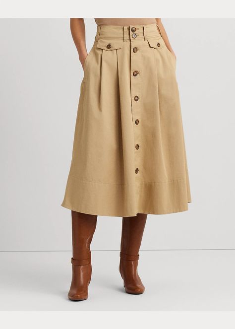 Button-Front Micro-Sanded Twill Skirt Fancy Skirts, Twill Skirt, Sophisticated Outfits, Skirt With Buttons, A Signature, Winter Skirt, Skirt Design, Spring 2024, Soft Hand