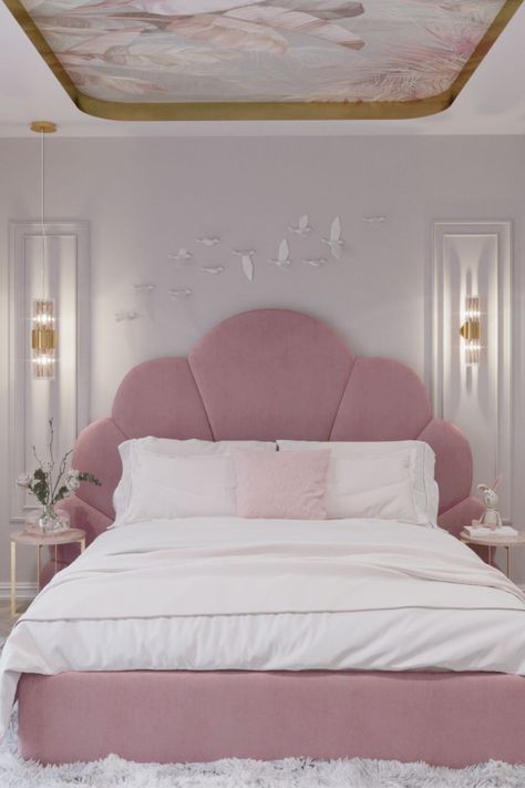 Pink Kids Bedrooms, Pink Girls Room, Pink Headboard, Magical Furniture, Girls Room Design, Bedroom Interior Design Luxury, Home Hall Design, Kids Bedroom Inspiration, Pastel Room