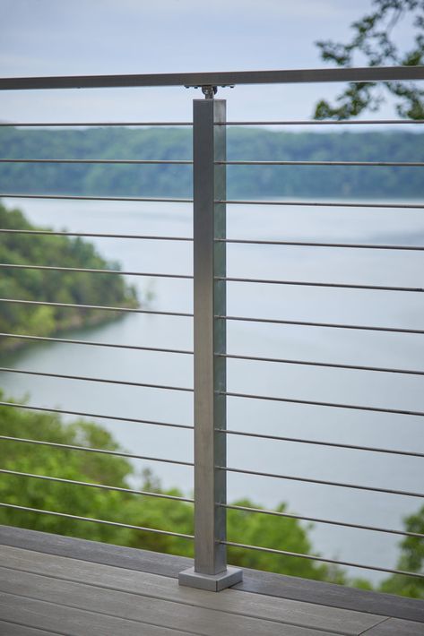 Stainless Steel Rod Railing for a Scenic Home - Viewrail Rod Railing, Stainless Steel Stair Railing, Zinc Cladding, Balcony Glass Design, Outdoor Handrail, Stair Ladder, Metal Handrails, Stainless Steel Handrail, Stainless Steel Railing