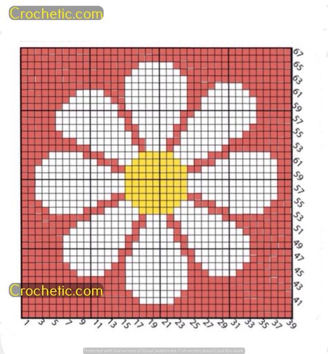 Beachside Beginner: Easy Crochet Patterns for Cover-Ups Tapestry Crochet Pixel Art, Crochet Tapestry Flower, Crochet Grid Patterns Charts, Tapestry Crochet Flower, Flower Grid Pattern, Crochet Grid Patterns, Crochet C2c Pattern, Diy Crochet Top, Pixel Grid