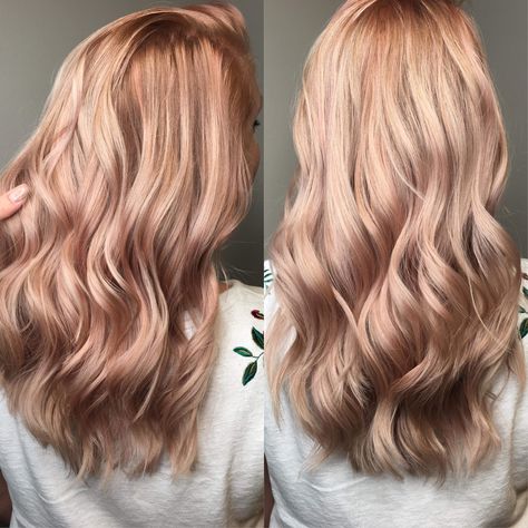 Rose gold toner on blonde hair. Rose Gold Tint Hair, Rose Gold Hair With Blonde Money Piece, Rose Gold Hair Toner, Strawberry Blonde Hair Color Rose Gold, Toner On Blonde Hair, Pink Toner For Blonde Hair, Champagne Blonde Hair Rose Gold, Light Rose Gold Hair Blonde, Ash Strawberry Blonde Hair