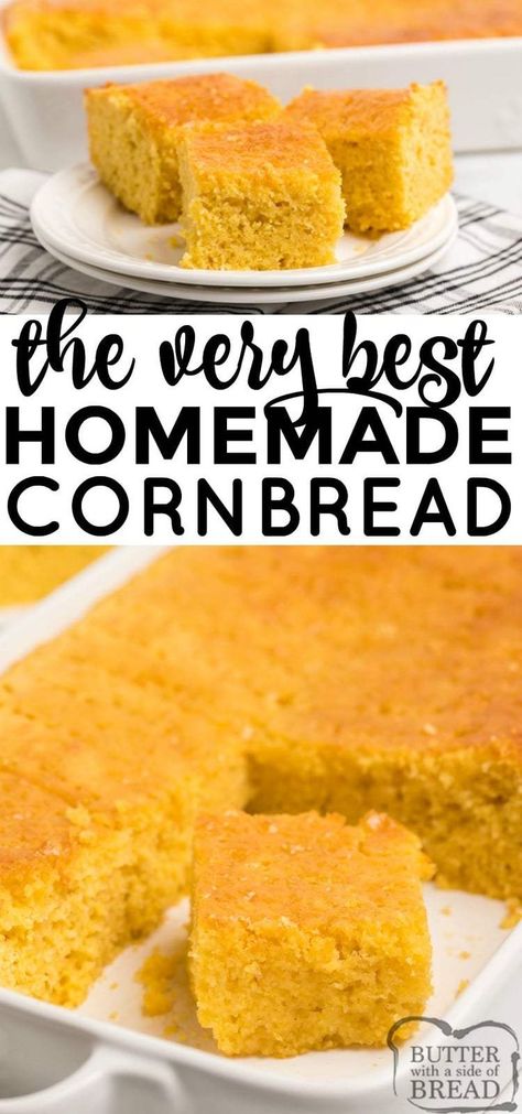 Cornbread Recipe From Scratch, Homemade Cornbread Recipe, Perfect Cornbread, Easy Cornbread, Easy Cornbread Recipe, Cornbread Recipe Sweet, Honey Cornbread, Cornbread Easy, Cube Steak Recipes