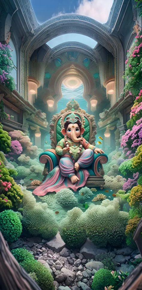 Ganesh Ji Wallpaper, Ganesha Art Illustration, Ganpati Photo, Ganpati Photo Hd, Jai Shree Ganesh, Shiva Shankar, God Blessings, Shri Ganesh Images, Good Morning Beautiful Gif