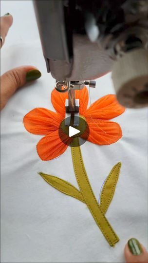 Embroidery On Orange Fabric, Sewing Flowers Fabric, Net Cloth Flower Making, 3d Organza Flower Embroidery, Spring 3d Embroidery Flower Fabric, Sewing Tips And Tricks, Fashion Sewing Tutorials, Sewing Machine Embroidery, Orange Colour