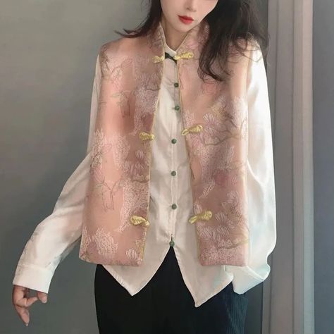 Mandarin Collar Floral Embroidery Brocade Chinese Style Waistcoat Vest – IDREAMMART Chinese Shirt, Gold Shorts, Burgundy And Gold, Chinese Dress, Navy Pink, Cheongsam, Pattern Floral, Mandarin Collar, 15 Dresses