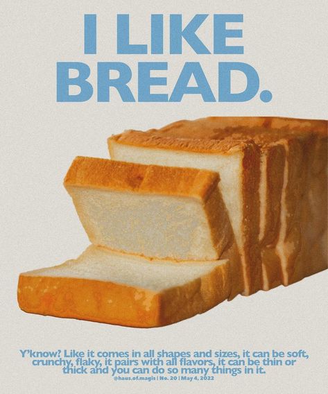 Bread Graphic Design, Bread Poster Design, Bread Creative, Bread Graphic, Posters Pastel, Bread Aesthetic, Bread Design, Food Posters, Desain Buklet