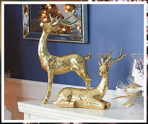 Winter Wedding Tablescapes - Just In! Amazing products from leading brands to meet your supply needs. Gold Reindeer Decor, Holiday Jewelry Display, Winter Wedding Tablescapes, Reindeer Statue, Gold Deer, Gold Reindeer, Deer Decor, Reindeer Decorations, Colonial Christmas