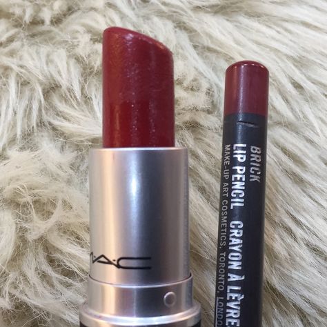 💄MAC Russian Red💄 Perfect red for Valentine's Day. Classic|Timeless|Bold|Sexy|True Red MAC Brick lip pencil perfect match for Russian Red lipstick. Dark Red Lip Products, Dior Red Lipstick Aesthetic, Wine Red Lipstick, Red Lipstick Collection Aesthetic, Russian Red Lipstick, Brick Red Lipstick, Russian Red Mac Lipstick, Mac Russian Red, Russian Red