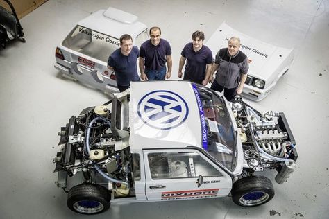 Volkswagen’s Pikes Peak Twin-Engine Golf Vw Motorsport, Vw Racing, Fiat 128, Hill Climb Racing, Vw Mk1, Vw Rabbit, Bike Engine, Golf Mk2, Pikes Peak