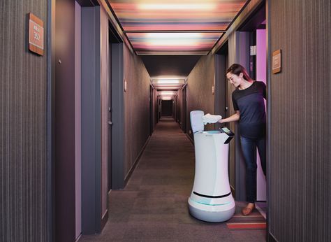 SaviOne: The First Delivery Robot for Hotels by Savioke Delivery Robot, Industrial Robots, Facility Management, Light Side, Wall E, Hotel Guest, A Robot, Robot Design, Hospitality Industry