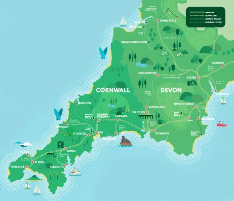 Devon and Cornwall's Great Scenic Railways Cornwall Map, English Seaside, Truro Cornwall, Europe Train Travel, Counties Of England, Europe Train, Great Western Railway, Visit Wales, Devon Uk