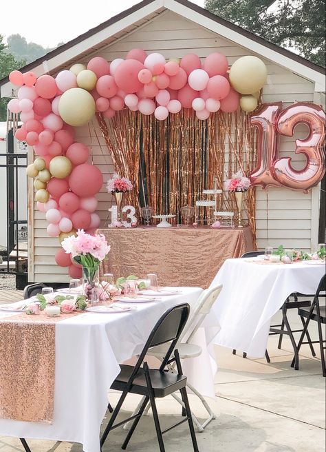 13th Birthday Party Ideas For Teens, 13th Birthday Party Ideas For Girls, 12th Birthday Party Ideas, Teen Girl Birthday Party, 14th Birthday Party Ideas, Teenage Birthday Party, Gold Birthday Party Decorations, Bday Party Kids, Teenager Birthday