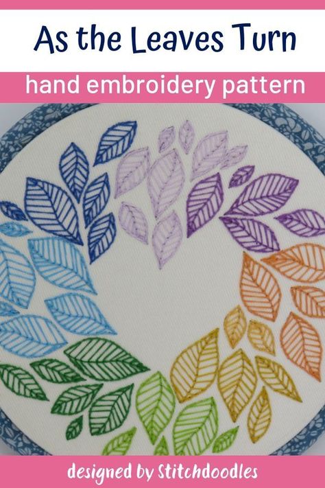 Leaf Embroidery Pattern Design, Leaf Stitch Embroidery Designs, Fly Stitch Embroidery Design, Fly Stitch Embroidery, Leaf Embroidery Pattern, Textiles Portfolio, Embroidery Learning, Leaf Embroidery Design, Embroidery Leaves