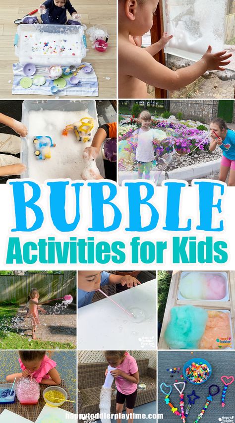 15 Bubble Activities for Kids - Happy Toddler Playtime Bubble Activities For Kids, Activities For Older Kids, Bubble Activities, Summer Preschool Activities, Gross Motor Activities, Kid Projects, Fun Fall Activities, Autumn Activities For Kids, Fine Motor Skills Activities