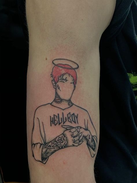 Peep Tattoos Ideas, Lil Peep Tattoo Ideas, Lil Peep Tattoo, Peep Tattoo, Hellboy Tattoo, Kitty Tattoos, Lil Peep Hellboy, Grunge Tattoo, Tatoo Inspiration