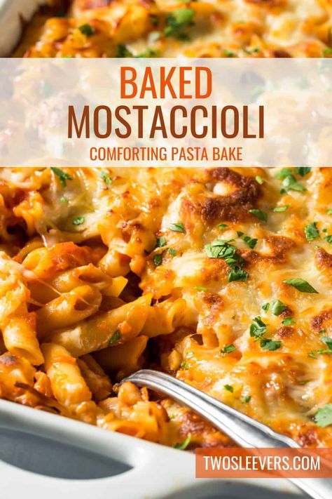 Baked Mostaccioli Recipe | Easy Baked Pasta Baked Mostaccioli For A Crowd, Best Baked Mostaccioli Recipe, Easy Baked Mostaccioli, Mastacholli Bake Recipe, Easy Mostaccioli Recipe, Crockpot Mostaccioli Recipe, Mostaccioli Recipe Easy, Baked Mostaccioli Recipe Easy, Easy Pasta Bake Recipes