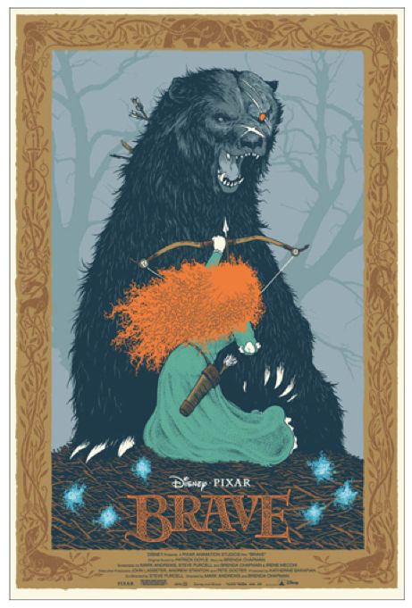 Brave Pixar, Cool Poster Designs, Vintage Disney Posters, Brave Movie, Mondo Posters, Disney Movie Posters, Collage Des Photos, Disney Brave, Disney Posters