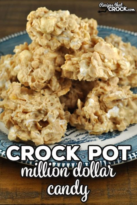 I can't wait for you to try this Million Dollar Crock Pot Candy! It is incredibly easy to make and is always an instant favorite wherever I bring it! via @recipescrock Quick Easy Candy Recipes, Crockpot No Bake Cookies, Easy Crockpot Candy Recipes, Crock Pot Christmas Candy, Crock Pot Candy Recipes, Crockpot Candy Peanut Clusters, Crock Pot Fudge, Crockpot Desserts Easy, Christmas Crockpot Candy