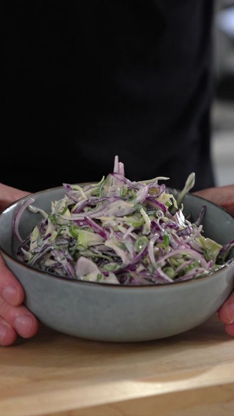 2.1M views · 55K reactions | My Go-To Recipe For Coleslaw. It’s So Good! Ingredients - 100g (3.5oz) - White Cabbage, Thinly Sliced 100g (3.5oz) - Red Cabbage, Thinly Chopped 5g... | By Chef Jack Ovens | Facebook Recipe For Coleslaw, Lentil Recipes Healthy, Coleslaw Recipe Easy, White Cabbage, Coleslaw Salad, Cabbage Salad Recipes, Spring Onions, Main Dish Salads, Coleslaw Recipe