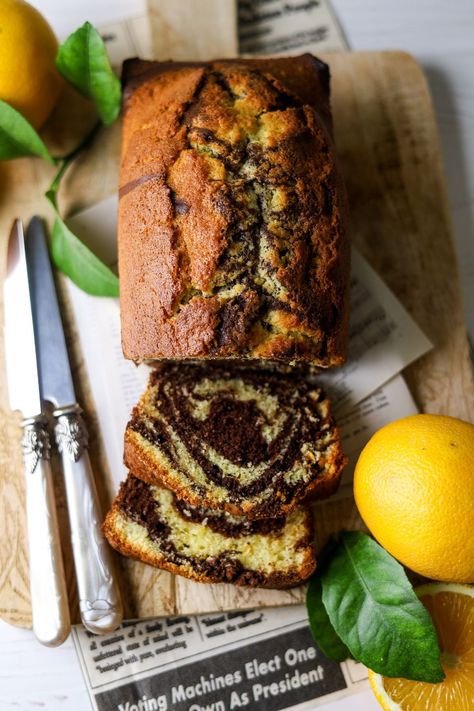 Chocolate Orange Marble Loaf Orange Chocolate Loaf Cake, Chocolate Orange Marble Cake, Chocolate Orange Loaf, Chocolate Orange Loaf Cake, Chocolate Orange Bread, Date Loaf Moist, Sweet Loaf Recipes, Orange Tea Cake, Marble Loaf