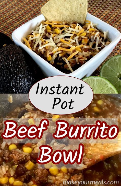 Beef Burrito Bowl Recipe, Beef Burrito Bowl, Mexican Food Menu, Dinner Mexican, Burrito Bowl Recipe, Beef Burrito, Burrito Bowls Recipe, Ninja Recipes, Potted Beef