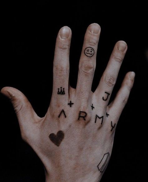 Jungkook Hand Tattoo, Hand Tatto, Army Tattoos, Bts Tattoos, Hand And Finger Tattoos, Hand Doodles, Hand Tats, Small Hand Tattoos, Pretty Hands