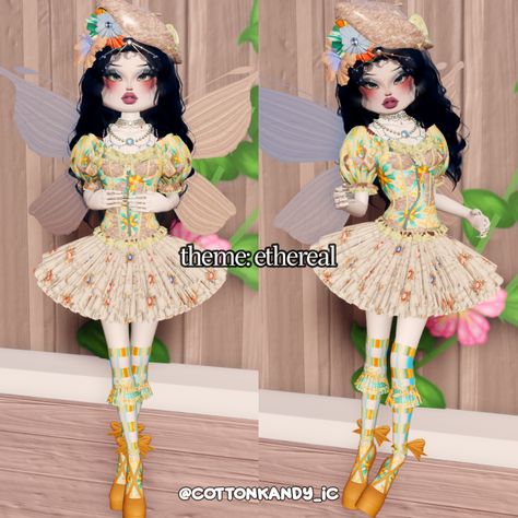 dress to impress theme ethereal outfit inspo no vip Dress To Impress Theme Ethereal, Dress To Impress Fantasy Outfit, Dress To Impress Ethereal, Ethereal Outfit, Vip Dress, Dti Hacks, Ethereal Dress, Aesthetic Roblox Royale High Outfits, Dti Outfits