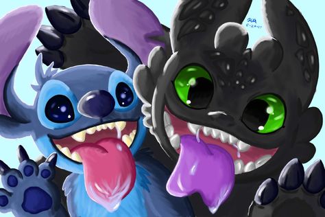 Stitch And Toothless Wallpaper, Stitch And Toothless, Toothless Wallpaper, Cute Toothless, Toothless And Stitch, Lilo And Stitch Drawings, Hyper Fixation, Stitch Quote, Idee Cricut