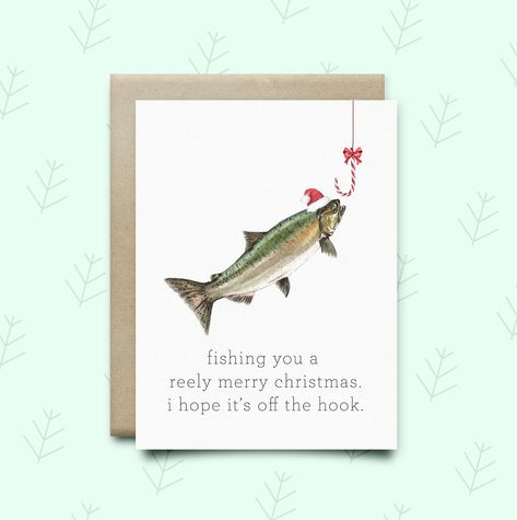 Fishing Christmas Card, Fish Christmas Card, Christmas Card Ideas For Dad, Christmas Schedule, Christmas Fish, Funny Holiday Card, Fish Christmas, Fish Card, Funny Xmas Cards