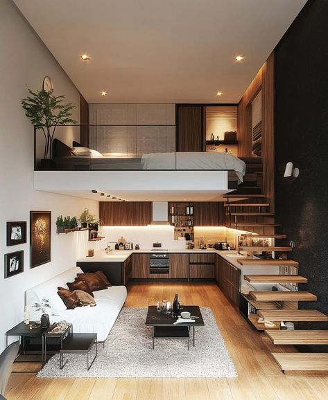 Small Loft House Design, Loft House Interior, Tiny Loft House, Loft Type House, Modern Loft Apartment, Modern Tiny Home, Tiny Loft, Loft House Design, Mini Loft