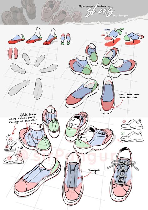 Shoe Angles, Perspective Studies, Shoe Reference, Drawing Shoes, Bottom Of Shoe, Feet Drawing, Artist Tutorials, Drawing Examples, Drawing Studies