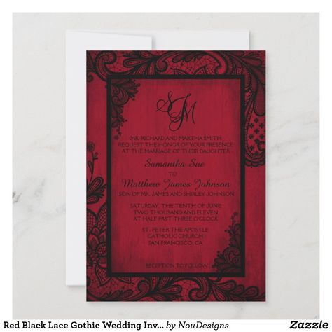 Gothic Wedding Invitations, Red Wedding Invitations, Monogram Wedding Invitations, Wedding Invitation Card, Gothic Wedding, Formal Invitation, Create Your Own Invitations, Wedding Announcements, Monogram Wedding