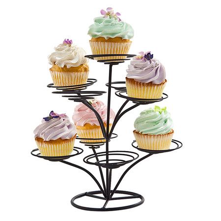 Mia Cupcake Tree in Black Ferris Wheel Cupcake Holder, Porta Cupcakes, German Chocolate Cupcakes, Cupcake Accessories, Black Cupcakes, Cupcake Tree, Small Cupcakes, Event Centerpiece, Cupcake Shops