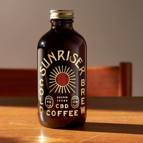 Sunriser CBD Cold Brew sur Instagram : Say hello to Sunriser CBD Cold Brew. 8 fl oz of coffee with 30 mg of pure hemp derived CBD. Branding by @__l__a__n__d__ Photo by… Can Label Design, Infused Coffee, Coffee Brand, Coffee Obsession, Beer Packaging, Wine Packaging, Specialty Coffee, Dog Coffee, Coffee Packaging